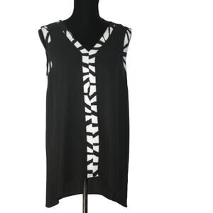 Vince Camuto Sleeveless Black Top with Contrasting Trim Size Medium